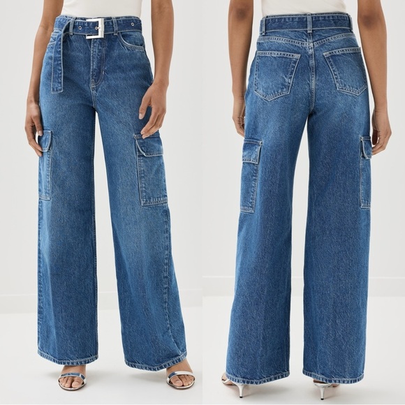 Reformation Cary Belted Cargo High Rise Slouchy Jeans - Picture 1 of 6